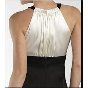 Jones Wear‎ Cocktail Halter Dress Black & Ivory White Satin Sheath Sz 4 Elegant